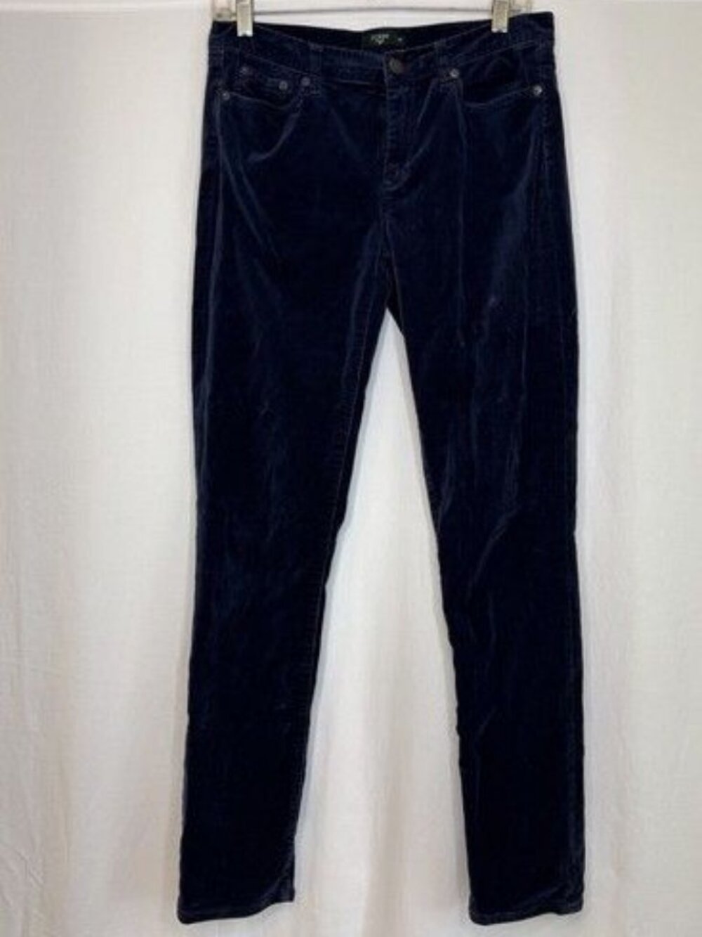 J Crew Dark Navy Blue Velvet Toothpick Jeans Stretch Cotton Skinny Pants Sz 29